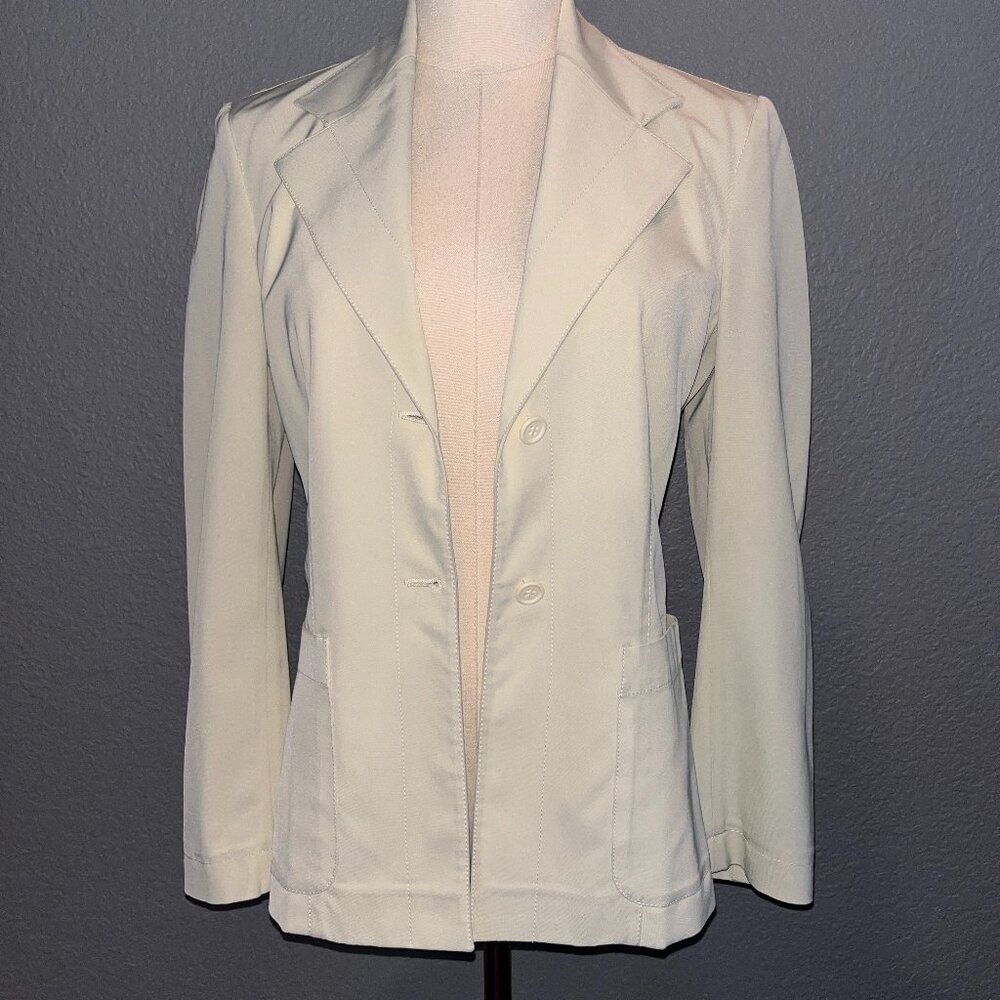 PRADA MADE IN ITALY UNILINED STRETCH SPORTY BLAZER JACKET in CREAM - EUC - IT 38 - Picture 1 of 16